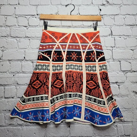 Diane Von Furstenberg Samara Desert Bands Printed Skirt Size Petite - Picture 1 of 15